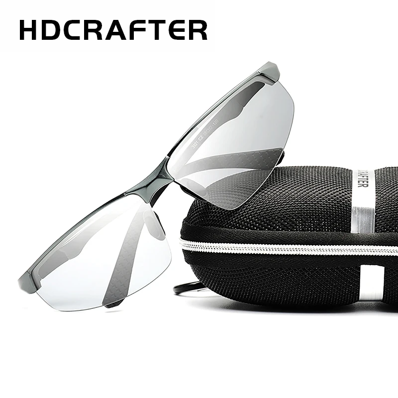 

HDCRAFTER Photochromic Sunglasses Men Polarized New Sport Driving Aluminum Magnesium Polaroid Lens Sun Glasses Man Eyeglass UV40