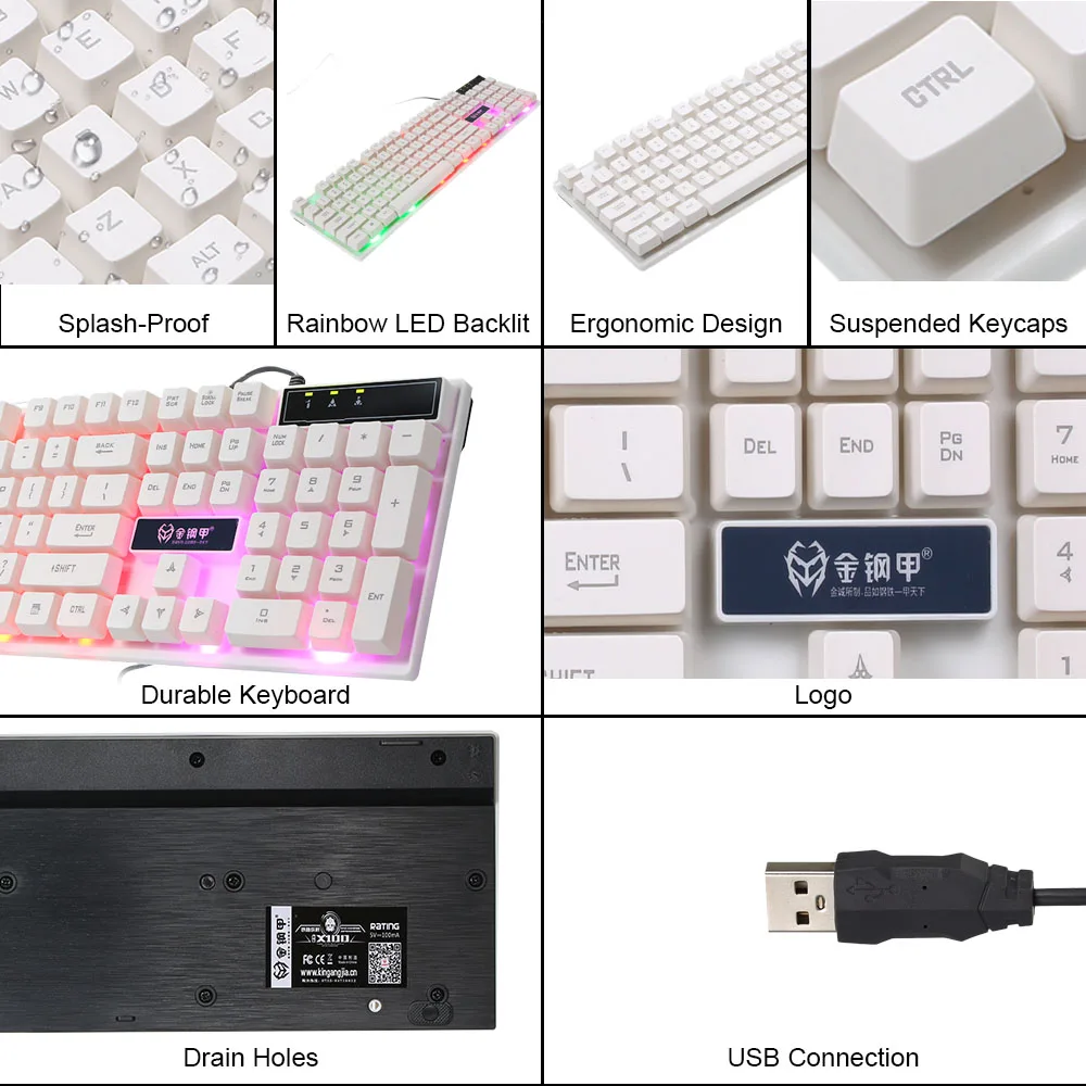 USB клавиатура игровая механическая проводная с радужной светодиодной