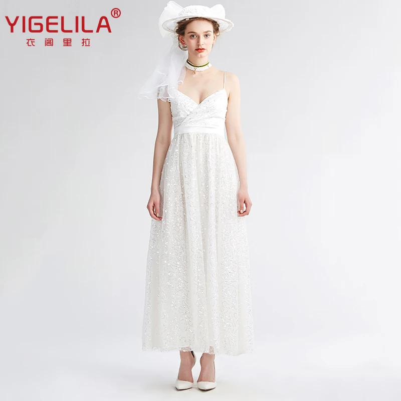Бренд YIGELILA 61574 новейшее новое женское белое Сетчатое летнее сексуальное платье с