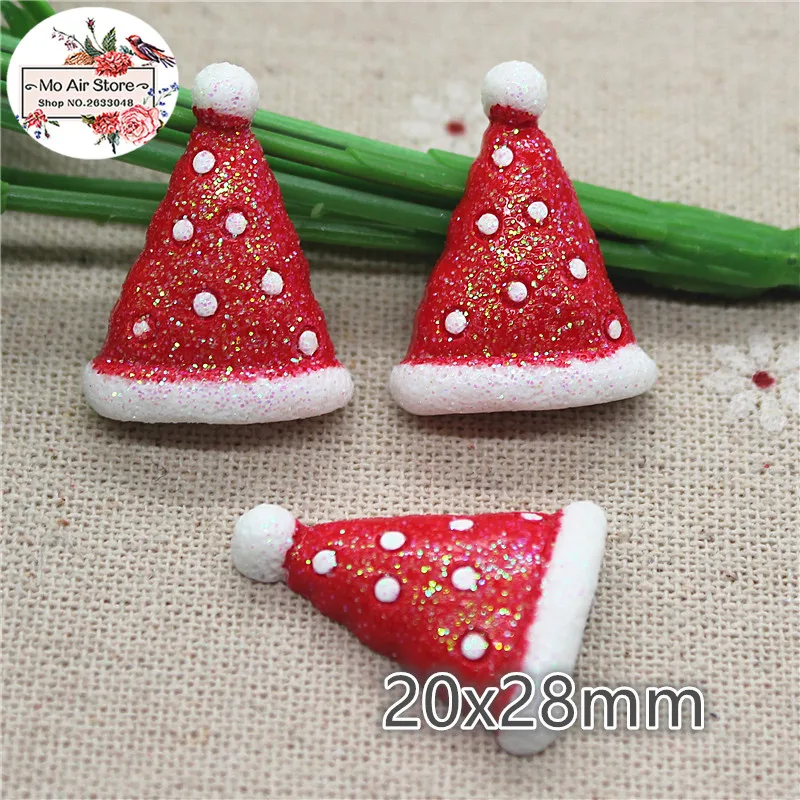 

10pcs Resin Christmas hat flat back Cabochon Art Supply Decoration Charm Craft