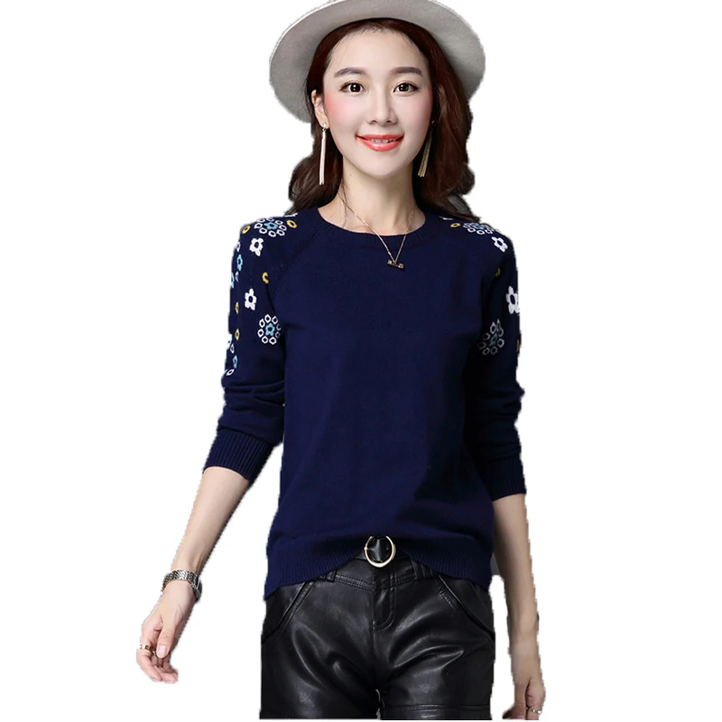 Новый Для женщин свитер Повседневное Тонкий с длинным рукавом О-образным вырезом