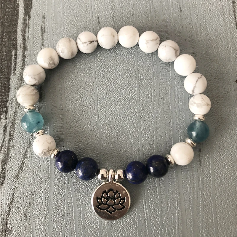 Браслет Howlite &amp Lapis Lazuli браслет из бисера Mala Исцеляющие кристаллы для творчества
