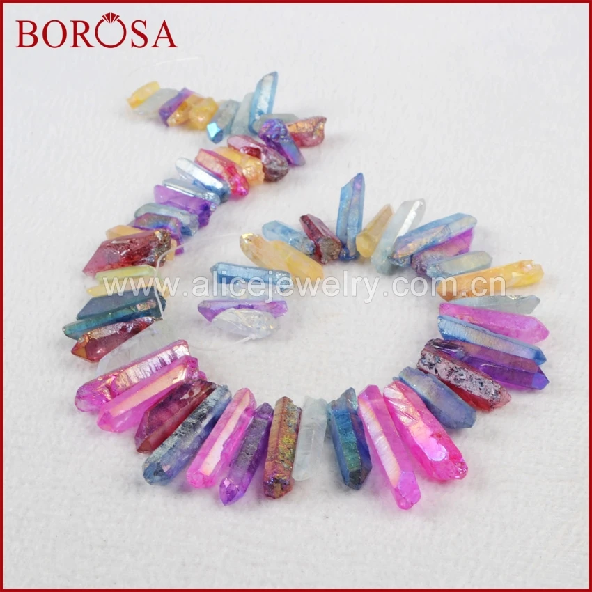 BOROSA 17 дюймов 1 нить радужного цвета кластер Aura Druzy кварцевый кристалл подвеска