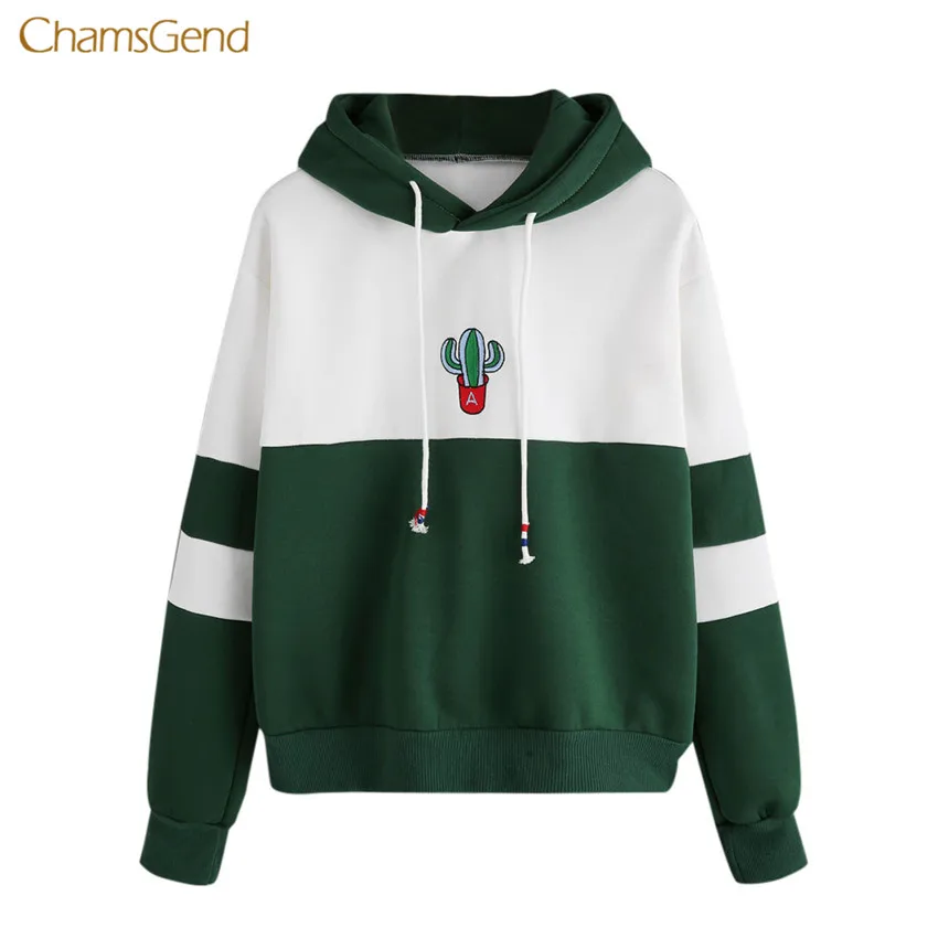 Женская толстовка с капюшоном CHAMSGEND Повседневная Толстовка вышивкой и длинным