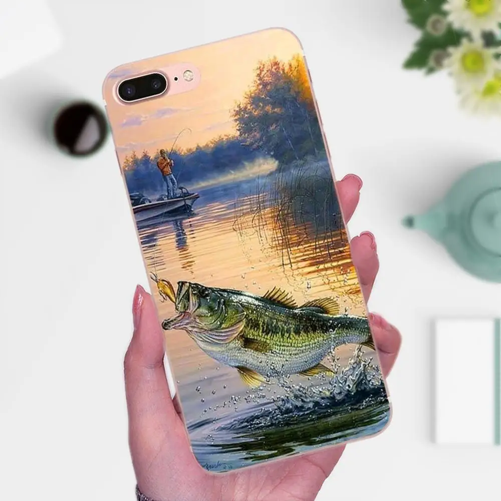 Мягкий ТПУ чехол для Apple iPhone X XS Max XR 4 4S 5 5C 5S SE 6 6S 7 8 Plus Bass Fishing | Мобильные телефоны и