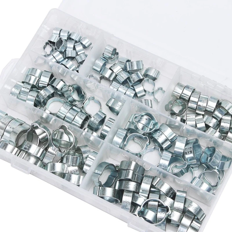 

140PCS Assorted Double Ear O Clips Steel Zinc Plated Hydraulic Hose Fuel Clamps New Arrival