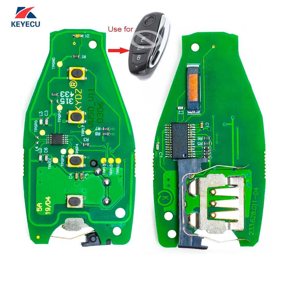 

KEYECU Replacement Remote PCB Board Fob 3 Button 315/434/868MHz for VW Volkswagen Touareg 2011-2014 (Board Only)