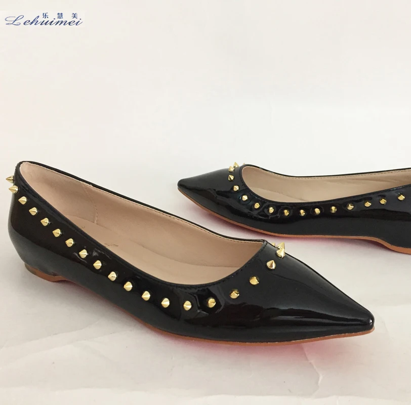 Женские туфли на низком каблуке с заклепками и острым носком|women flats|fashion flatsflats