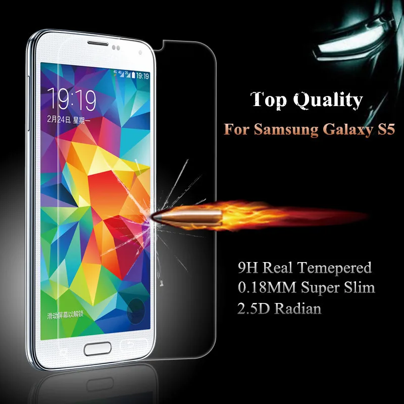 

0.3mm Slim Explosion Proof Tempered Glass Film Screen Protector For Samsung Galaxy S5 i9600 G900F Guard pelicula de vidro
