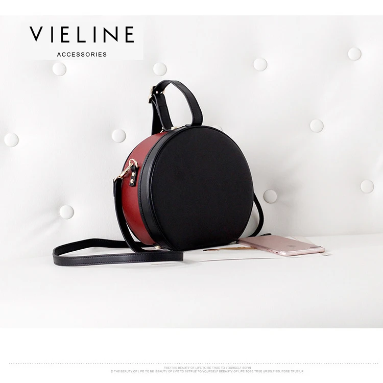 2018 Весенняя модная женская сумка из натуральной кожи через плечо кожаная круглая