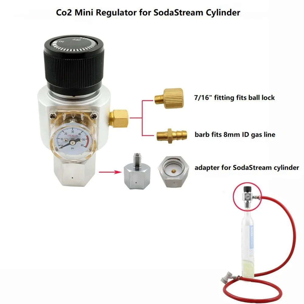 Co2 мини газовый регулятор, Sodastream, пейнтбол, CGA320, W21.8 бак, одноразовый адаптер картриджа для домашнего пивоварения Cornelius/Corny Keg
