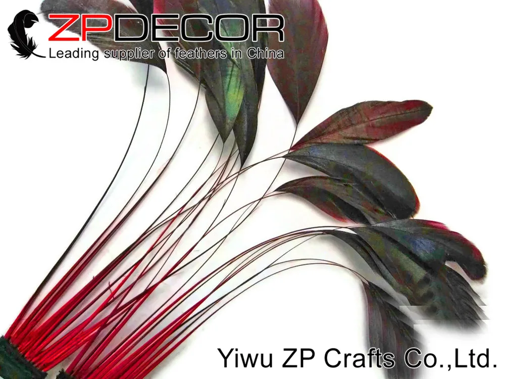 Фабрика zpdecor 100 шт/партия 10-12 дюймов(25-30 см) окрашенные красные бронзовые в полоску с перьями из хвоста петуха DIY ремесло и свадебные украшения