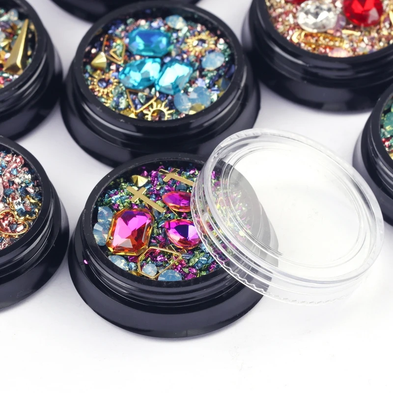 Broken Glass Rhinestones for Nails Gems Nail Art Gold Metal Stickers 3d Decorations Stones | Красота и здоровье