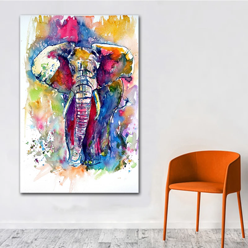 GOODECOR дикие животные акварельная картина слона на холсте для гостиной настенное Искусство Фрески картина плакат печать домашний декор