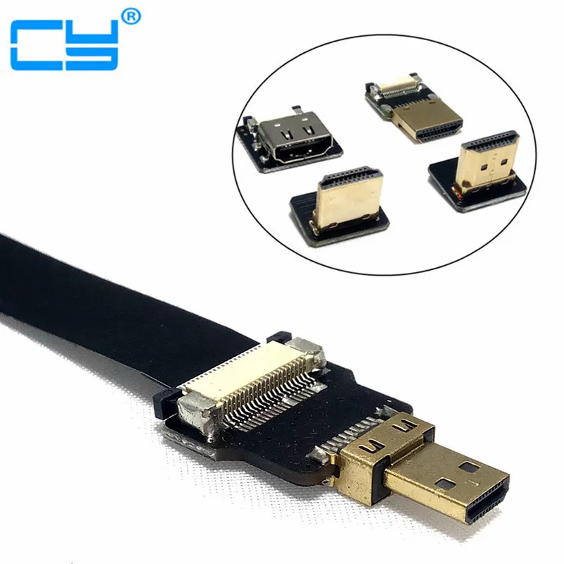 FPV Micro HDMI штекер к FPC плоский кабель 5 см 10 20 30 50 80 для Gopro HERO 4 3 SJCAM SJ5000 SJ4000 Xiaomi yi|micro to