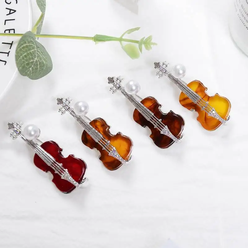 

Vintage Violin Brooch Men's Suit Badge Broche Pin Punk Gothic Medal Brooches For Women Badges Accessories Bijoux hijab pins