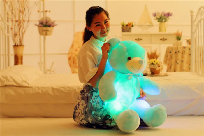 Kawaii Bear светодиодный светильник-подушка, плюшевая игрушка, милый плюшевый медведь, светильник-подушка, подарки для девочек, рождественские подарки 50 см