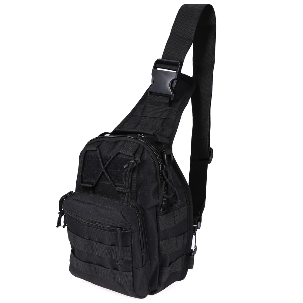 black Outlife 600D открытый мини слинг плеча военный рюкзак Кемпинг Molle тактический рюкзак армейский походный Камуфляж охотничья сумка - Цвет: black