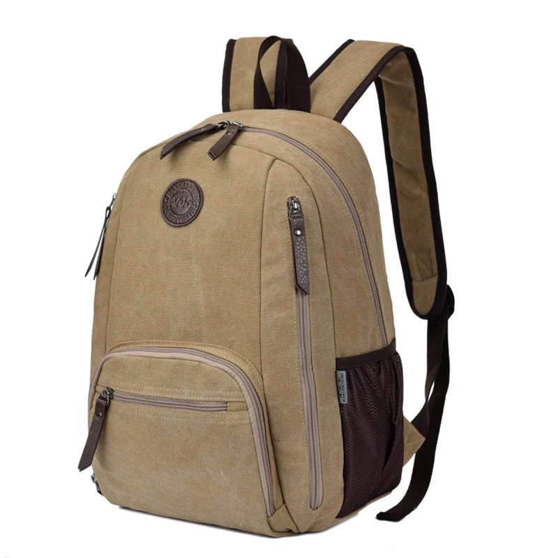 Винтаж хлопок холст рюкзак для Для женщин Мода PU кожа этикетка большой Ёмкость