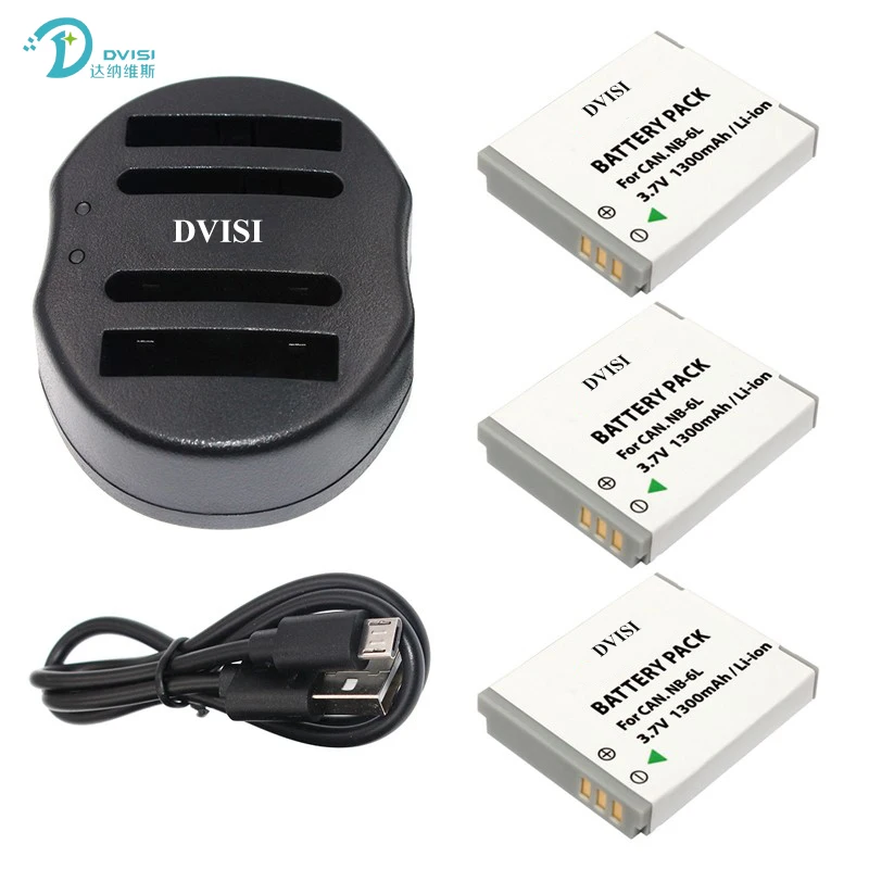 

Новинка, 3 шт., внешняя аккумуляторная батарея для фотоаппарата с USB-портом, двойное зарядное устройство для CANON PowerShot SX240 SX260 HS IXY110 SD980, оптовая ...