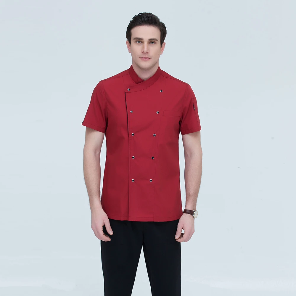 High Quality Wholesale Women Men Short-sleeve Double Breasted Kitchen Hotel Chef Jacket Catering Restaurant Bakery Sushi Uniform |