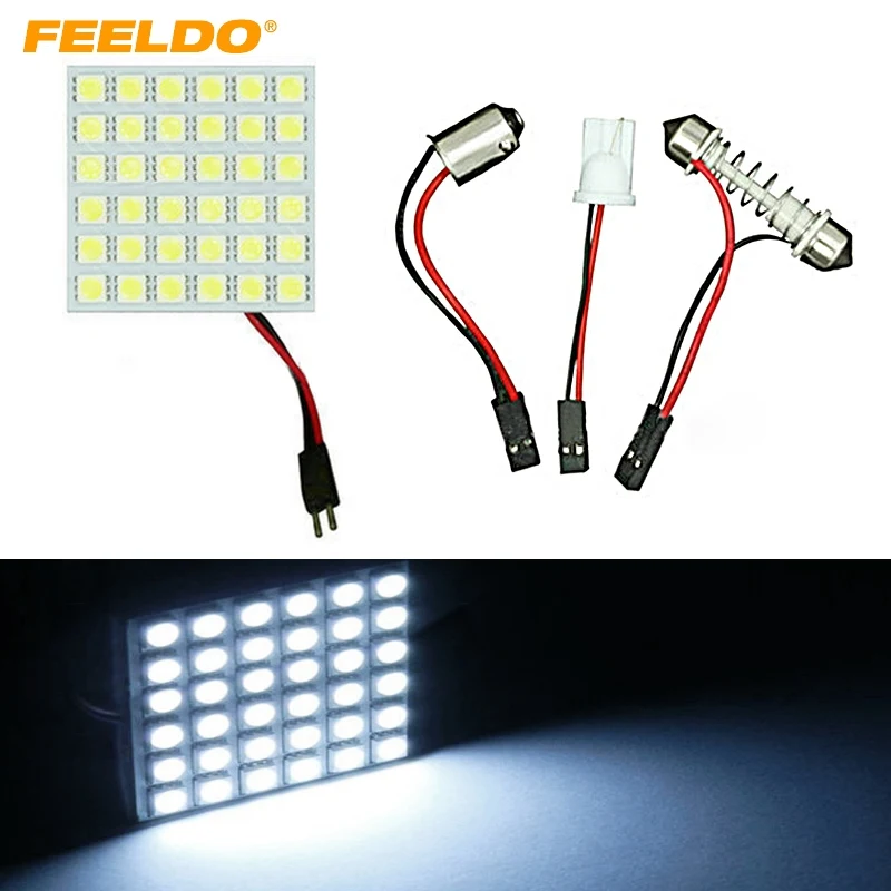 FEELDO 1 шт. белый автомобиль 36SMD 5050 LED свет с T10/BA9S/переходник для фестона Купол лампы
