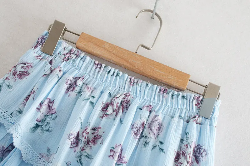 2019 новая женская мода эластичный Цветочный Пояс с принтом плиссированная юбка