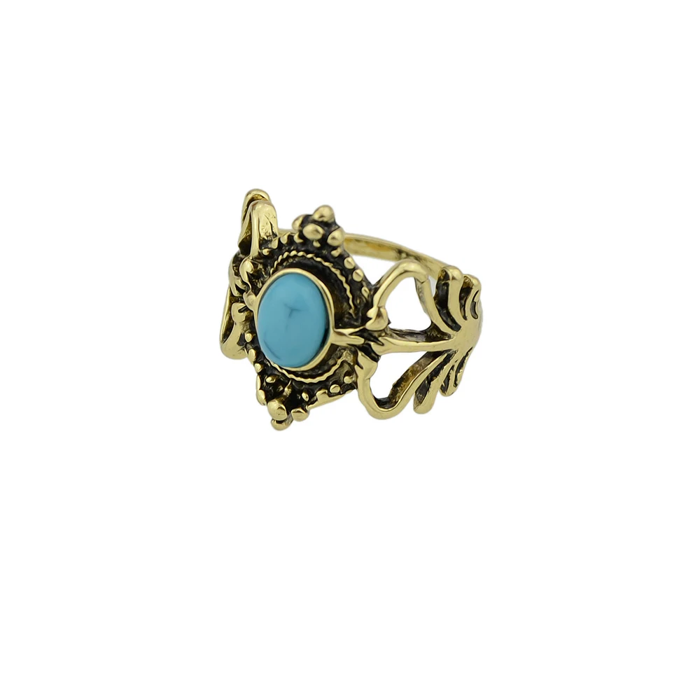 Jufee New Fashion 3Pcs/Set Bohemia Ethnic Antique Gold-Color Rhombus Shape With Blue Stone Rings Set For Women Accessories | Украшения и