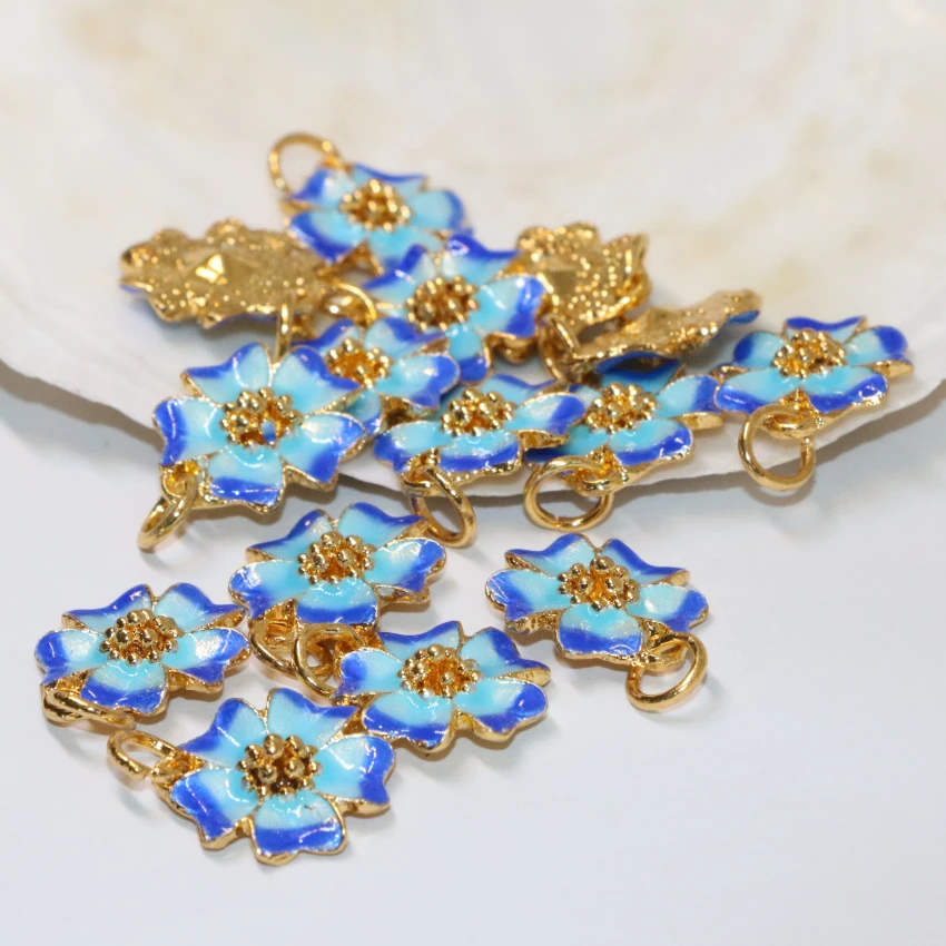 

Эмалированные разделители в форме цветов, аксессуары для ювелирных изделий, 10 шт., B2462, 15 мм, опт