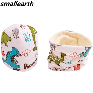 Новый хлопковый плюшевый комплект для девочек с шапкой и шарфом, с рисунком совы, звезд, фруктов, шапки для маленьких мальчиков, Детский комплект с шапкой и воротником, хлопковая детская шапка, нагрудник, 2 шт.компл.