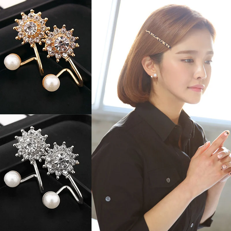Горный хрусталь Снежинка искусственный Серьги с жемчугом Клипсы Романтический
