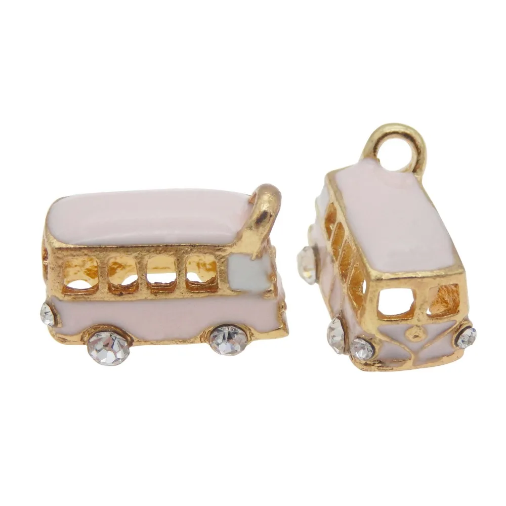 

GraceAngie 2pcs 3D Pink Enamel Zinc Alloy School Bus Style Charms Jewelry Making Bracelet Pendant Findings Crafts Accessory