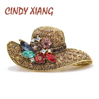 cindy xiang vintage fashion antique gold color rhinestone hat brooches for women wedding corsage accessories pins high quality