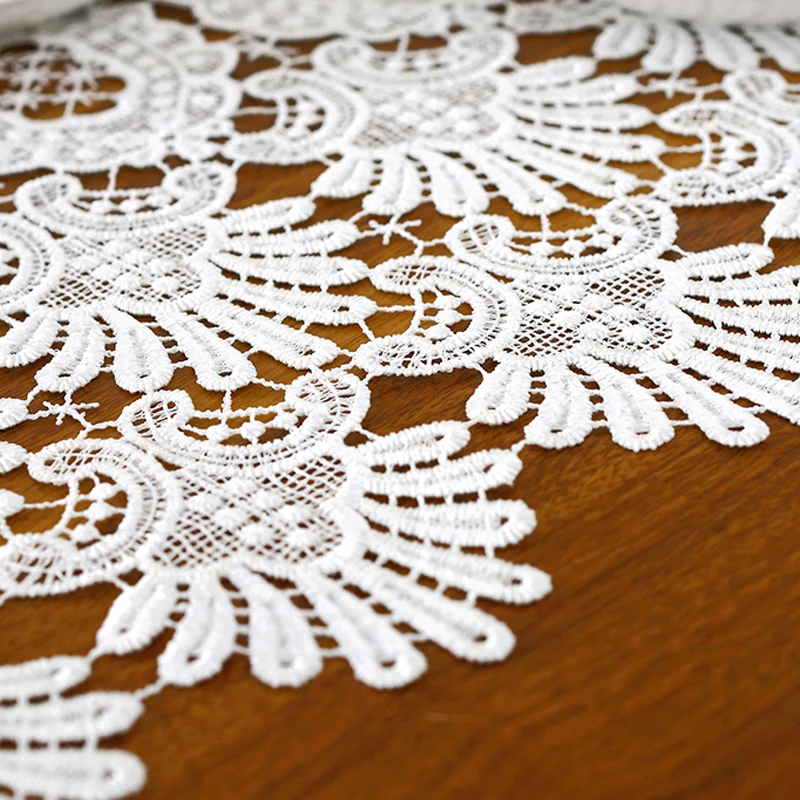 Европа белого цвета вышитые чисто кружевная бейка длинные ужин столбец для
