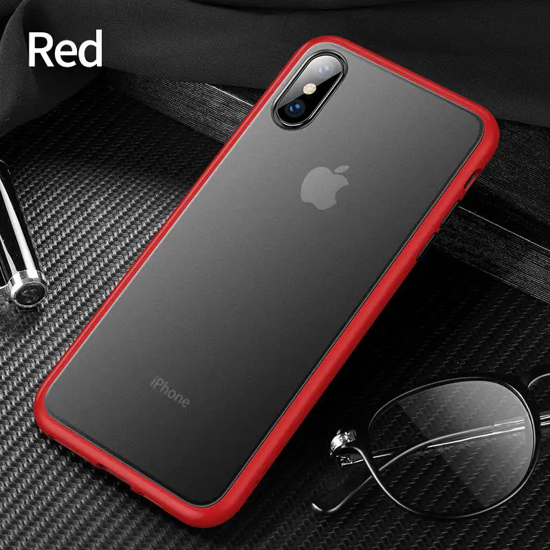 Роскошный Матовый силиконовый чехол Cafele для iPhone X, XR, XS, MAX, полный чехол для iPhone 7, 8 PLUS, мягкий чехол с краями, чехол для iPhone X - Цвет: Красный