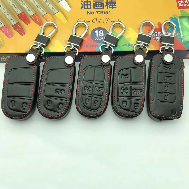 Кожаный чехол для ключей Fiat/Для Jeep Cherokee Compass Patriot Dodge Journey Chrysler 300C автомобильный