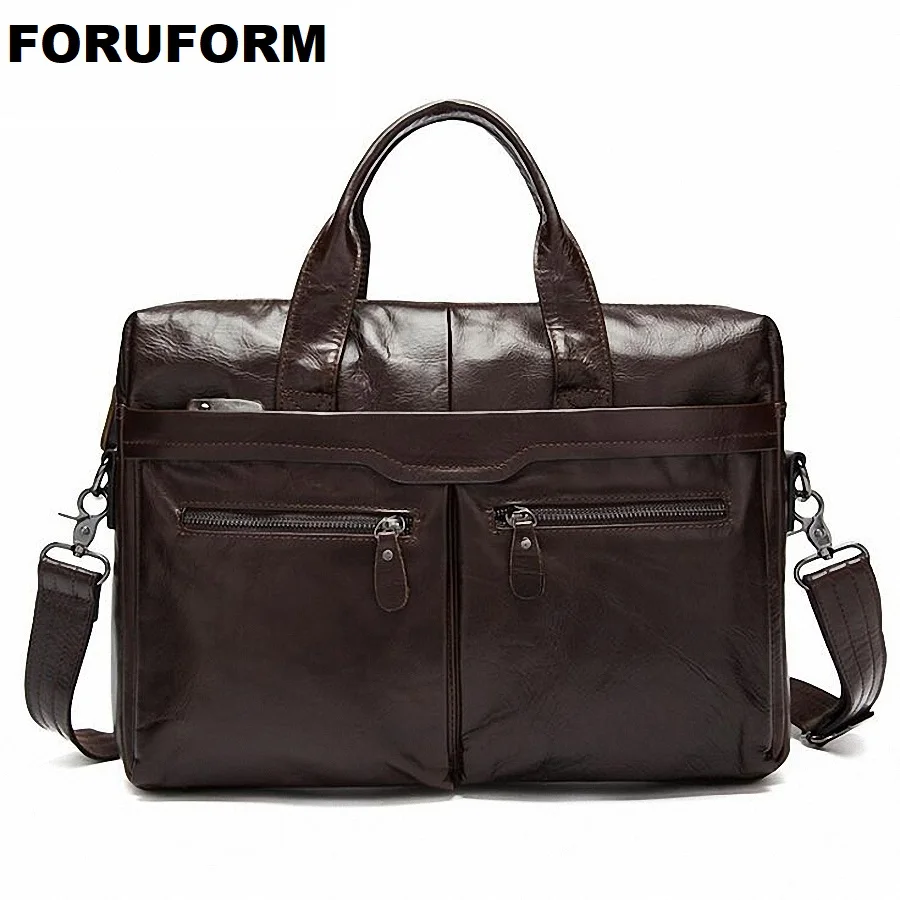 Vintage Designer Men's Real Leather Briefcase Bag For Male Crossbody Bags 14 Inch Laptop Business Bag Men's Shoulder Bag LI-2151