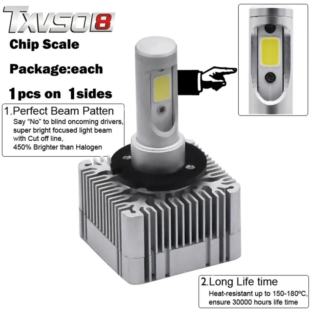 TXVSO8 2 шт. H4 led D1S/D3S противотуманный светильник сменные комплекты флип COB чипы 55 Вт