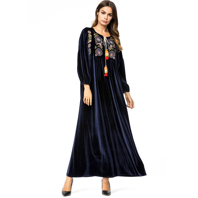 Женское вельветовое платье Кафтан Abaya мусульманское хиджаб из Турции Musulmane Longue