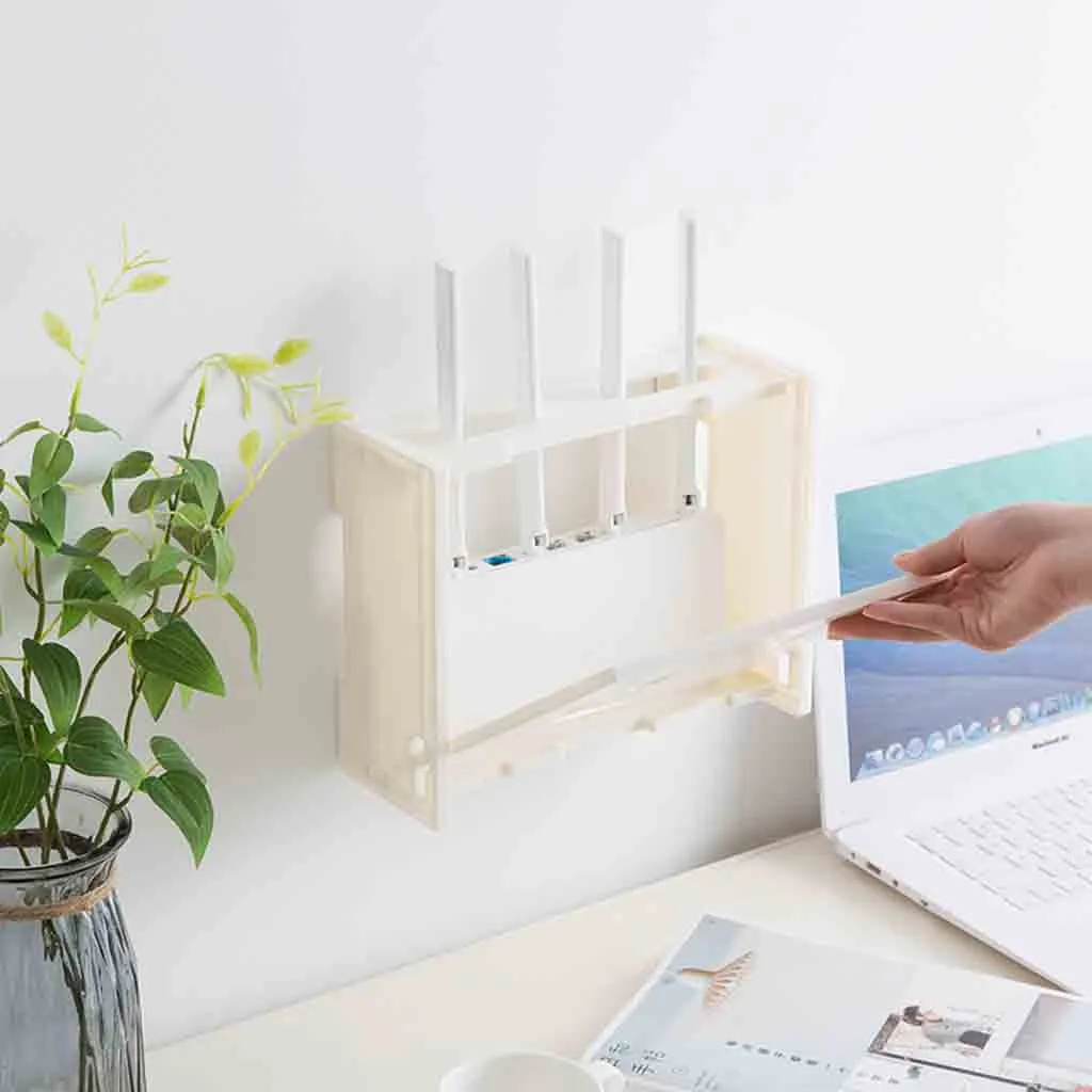 Wireless Wifi Router Storage Box Plastic Shelf Wall Bracket Cable Organizer Broadband home | Дом и сад