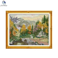 joy sunday autumnal scenery 5 counted cross stitch 11ct 14ct landscape cross stitch kits for embroidery home decor needlework