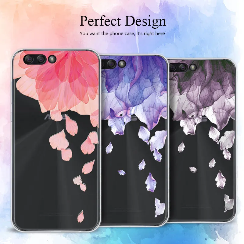 Cute Floral Printed Soft TPU Phone Case Cover For Asus Zenfone 4 ZE554KL 3D Relief Lace Coque 5.5'' |