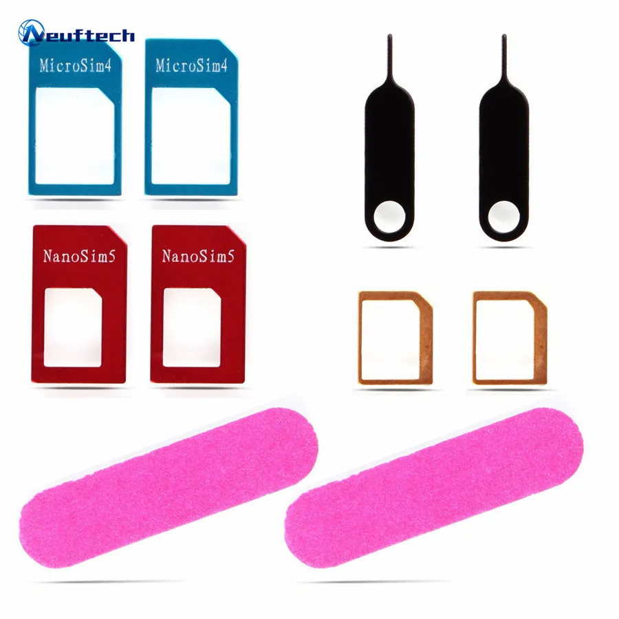 10pcs Nano SIM Card Adapter 5 in 1 micro Standard sim adapter Retail Package for iPhone 5S 6 7 4 Samsung S8 s9 plus | Мобильные