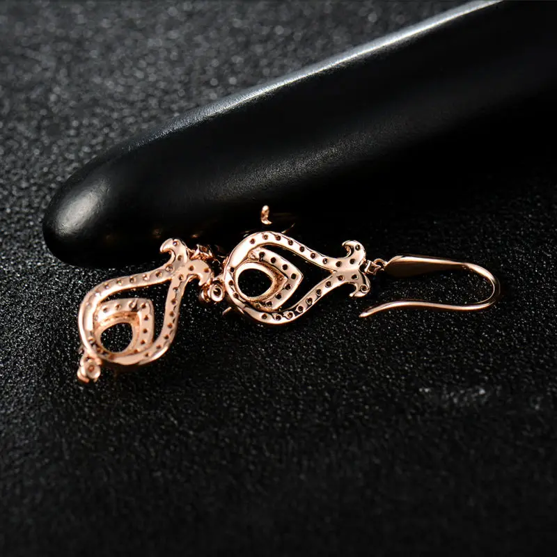 Женские серьги подвески из розового золота 4 Х5 мм|semi mount earrings|earrings earringearrings gold rose |