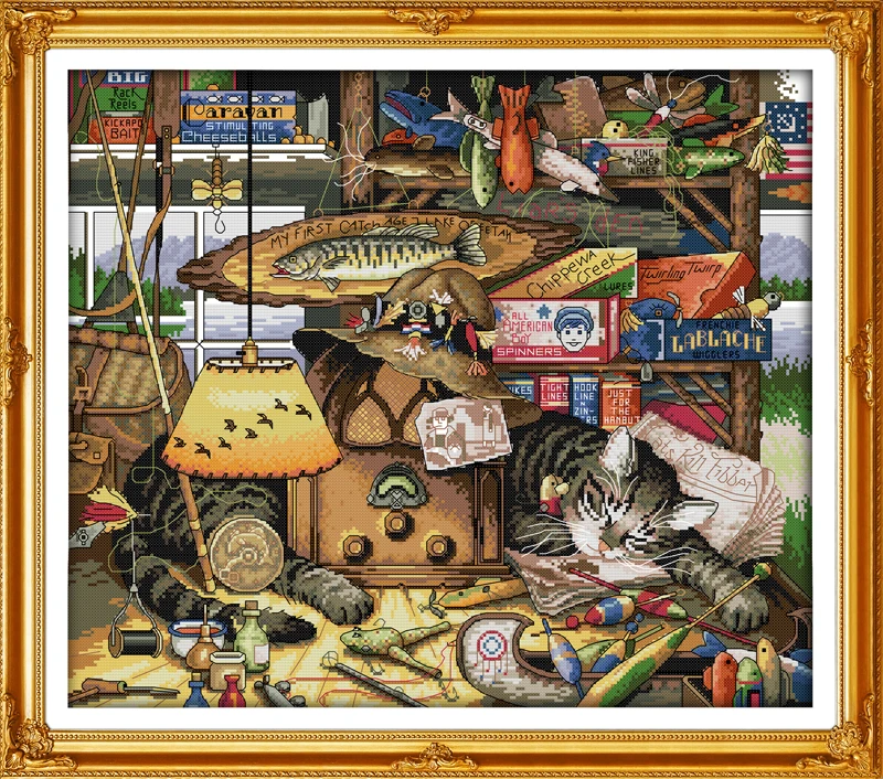Набор для вышивки крестиком Sweet dream cat 14ct 11ct предварительно штампованная холщовая