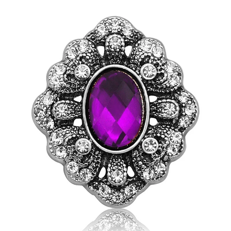 18 мм кнопки оснастки винтажный фиолетовый хрустальный цветок подходит оснастка