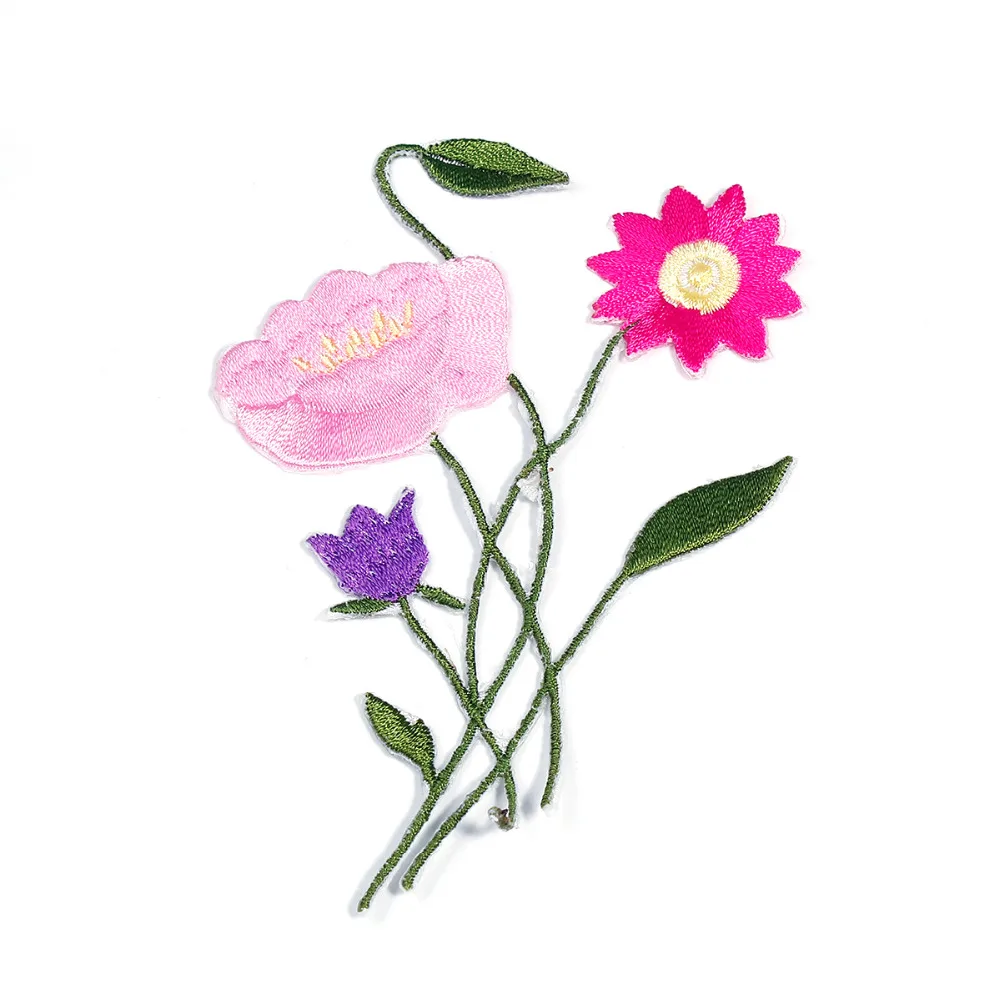 

11.5x7.6cm Colorful Flowers Embroidered Patches Handmade Iron On Patches Stickers for Women Garment Bags DIY Crafts