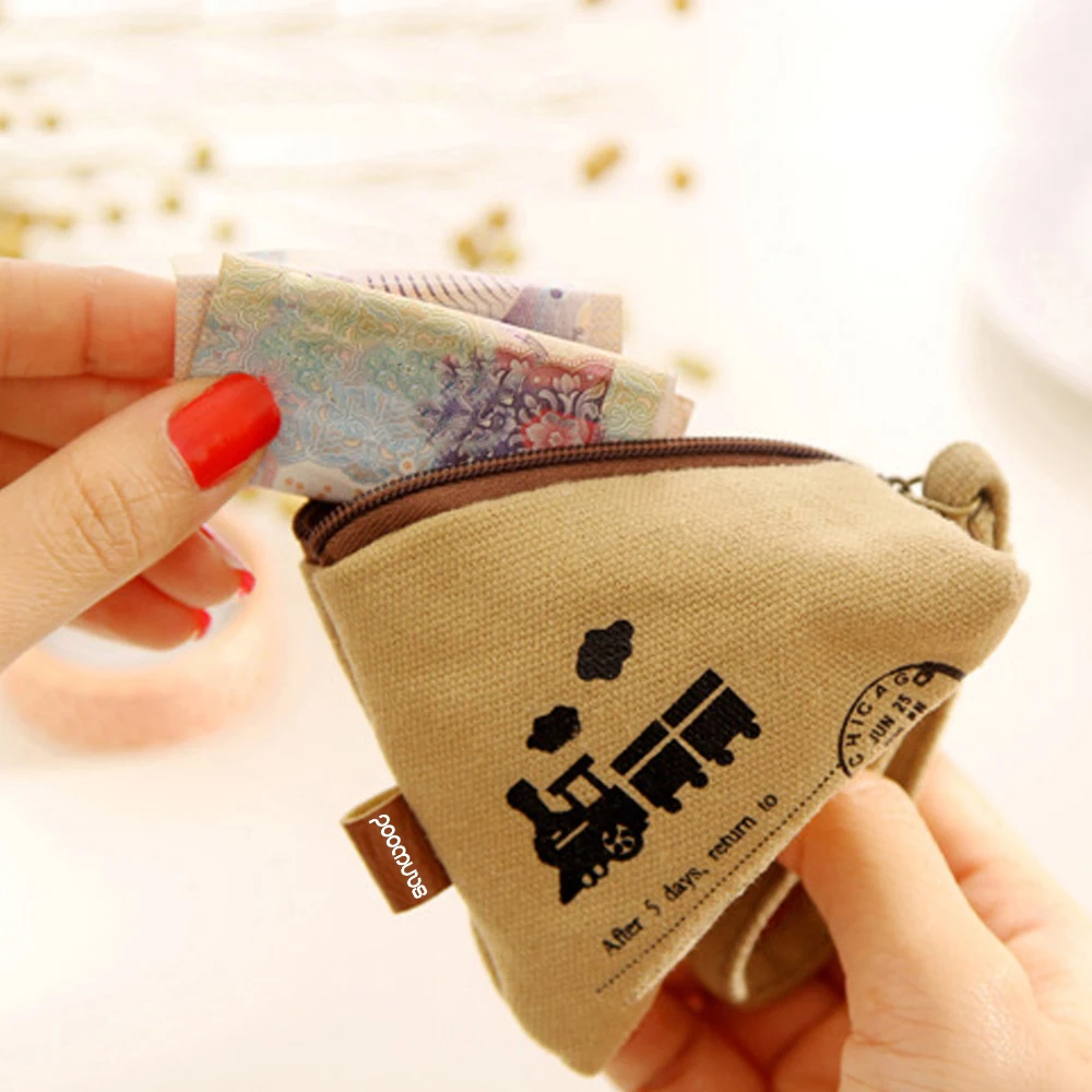 Маленький холщовый мини треугольный кошелек унисекс кошельки клатч сумки для