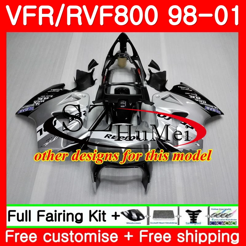 Набор для HONDA VFR800R Interceptor VFR800 98 99 00 01 112SH13 VFR 800RR 800 RR VFR800RR синий серебристый 1998 1999 2000