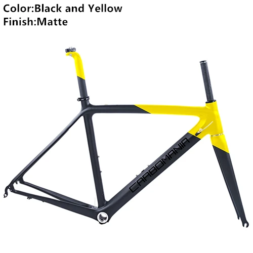 Black and Yellow Mat Карбоновая рама для дорожного велосипеда, Ультралегкая 980g 700c, рама для дорожного велосипеда Di2, механическая рама для дорожного велосипеда, велосипедная Рама в комплекте, BSA 68 мм V тормоз - Цвет: Black and Yellow Mat